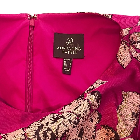 Adrianna Papell Womens Dress Sz 8 Pink Brocade Special Occasion Event Flattering - Picture 15 of 15